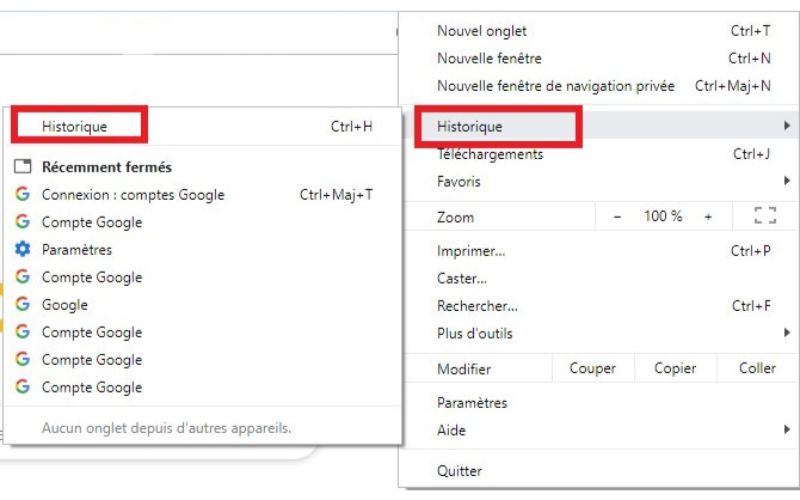 effacer historique google chrome