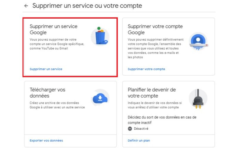 supprimer le service gmail