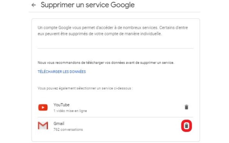 supprimer gmail